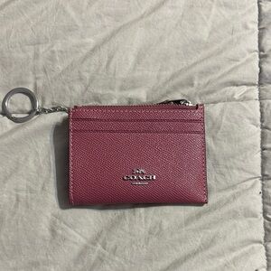 Coach Pink Card Holder with Keychain